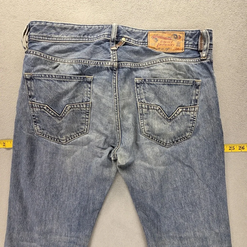 Diesel Jeans Mens 31x30 Blue Larkee Regular Straight Distressed Button Fly 0800Z